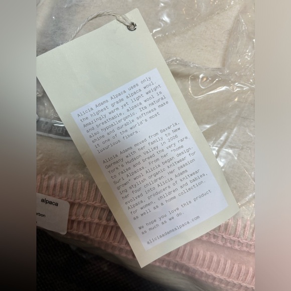 ALICIA ADAMS ALPACA field blanket pink ivory grey, pink stitching. NWT. - Picture 8 of 10